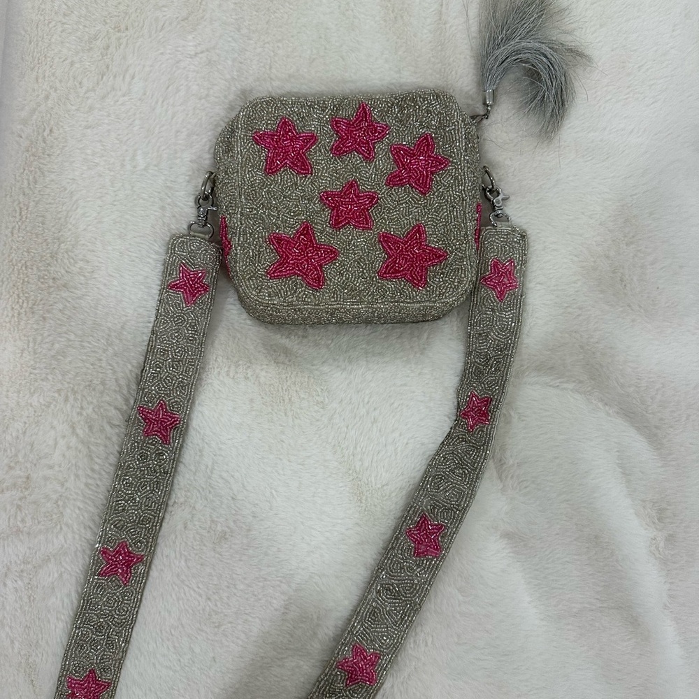 Silver and pink sparkle purse